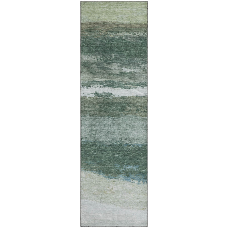 Premium Machine Washable Mayfield Striped Rug, 2'3" x 7'6" Runner, Aloe