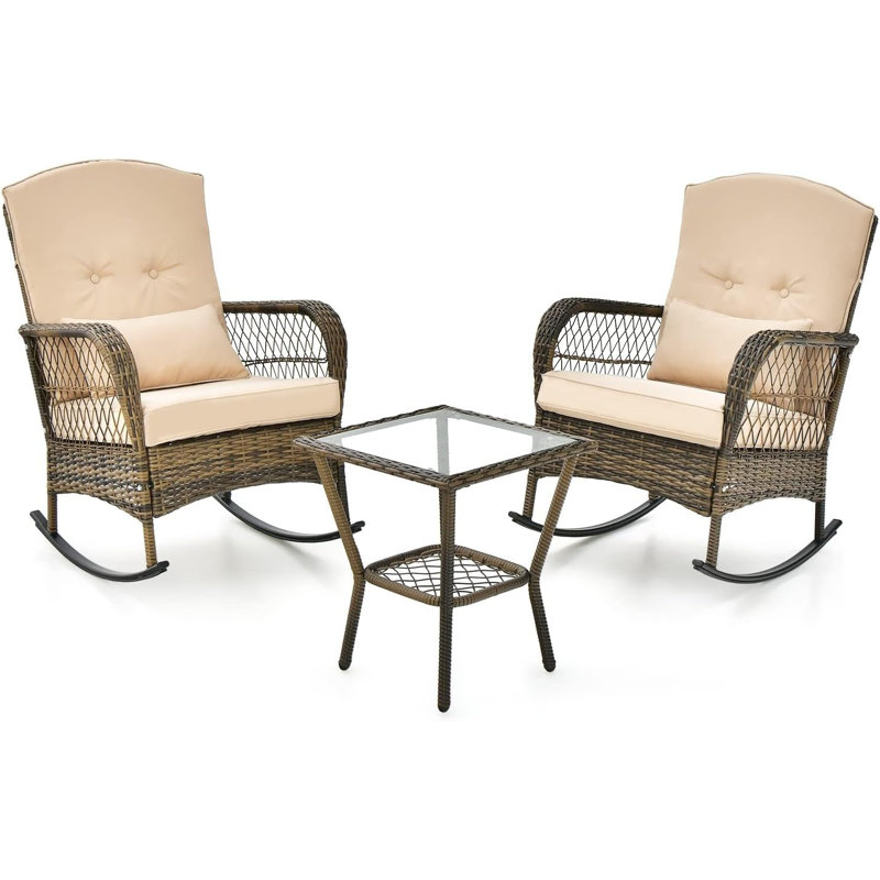 Patio Dining Set with, Brown, Grey
