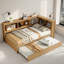 Lit de jour moderne avec lit gigogne, armoires de rangement et ports USB-943773214