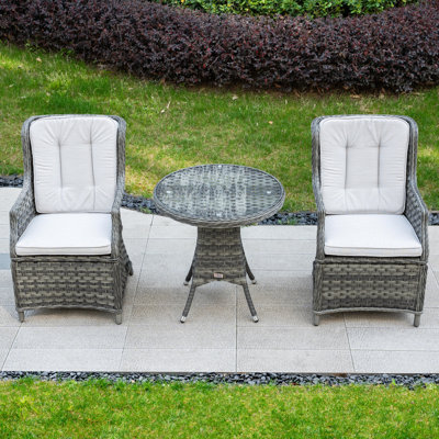 Ensemble bistro de patio 3 pièces Atrakchi pour 2 personnes avec motif tissé