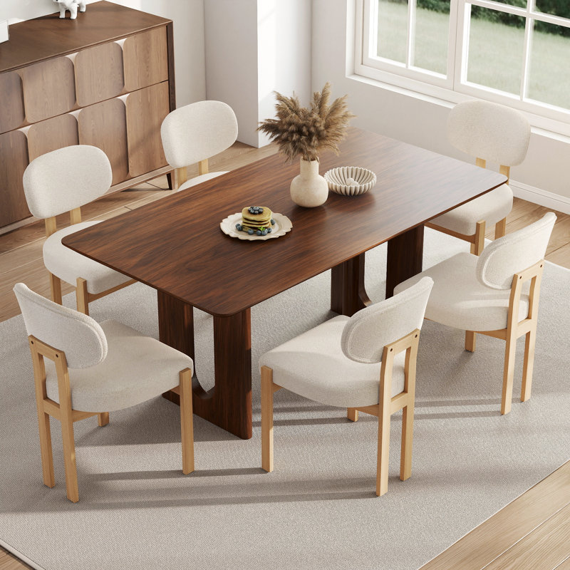 Ensemble table et chaises de salle à manger rectangulaires de style campagnard de 62,9 pouces, 7 pièces : table, 6 chaises