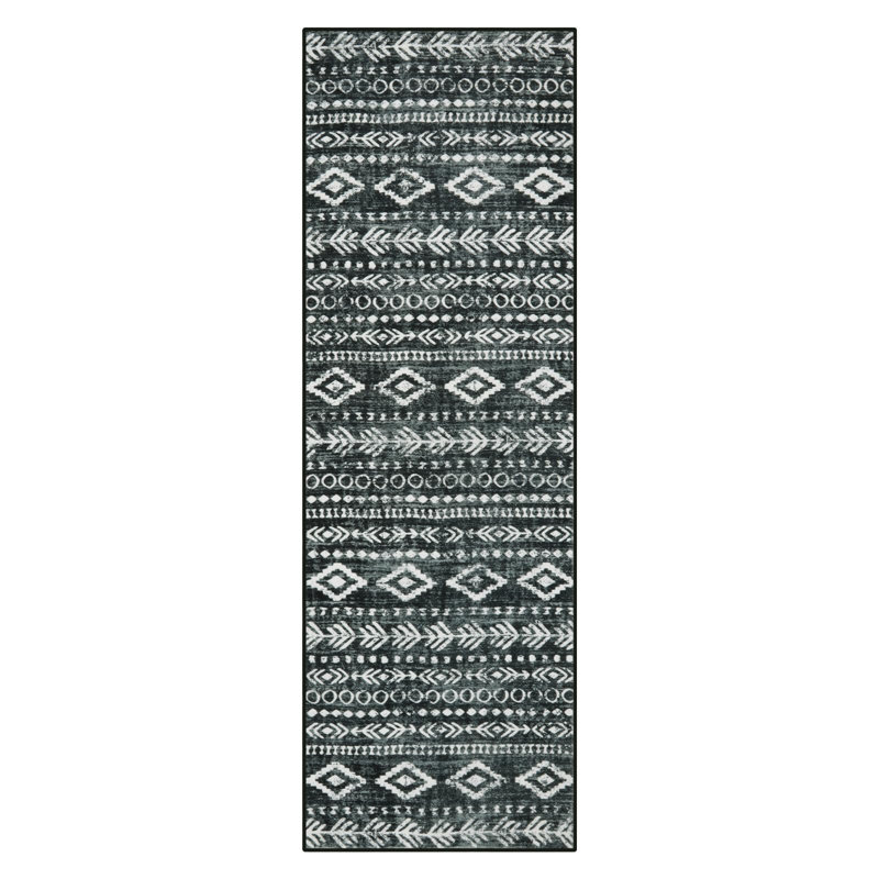 Watte Washable Modern Rustic Farmhouse Moroccan Tribal Area Rug, Runner 2' x 6'