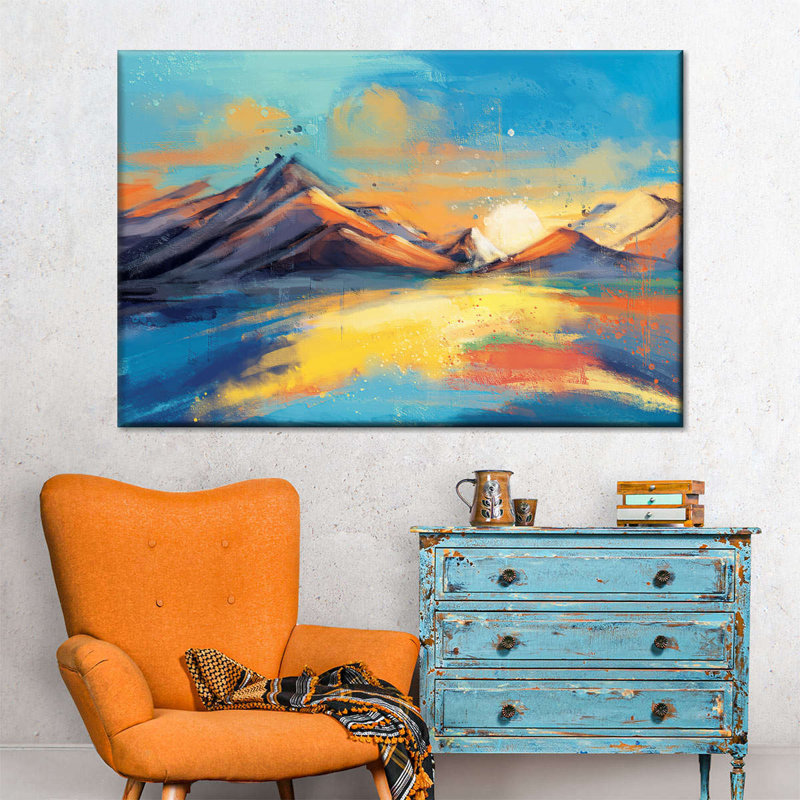 Coucher de soleil abstrait, impression sur toile, 12" H x 8" W x 1" D