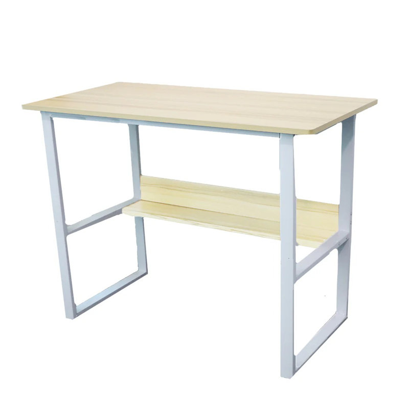 Bureau d'ordinateur moderne avec bibliothèque