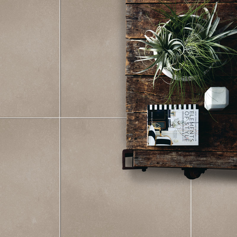 Literary License 24'' W x 24'' L Porcelain Concrete Look Singular Tile, Clay