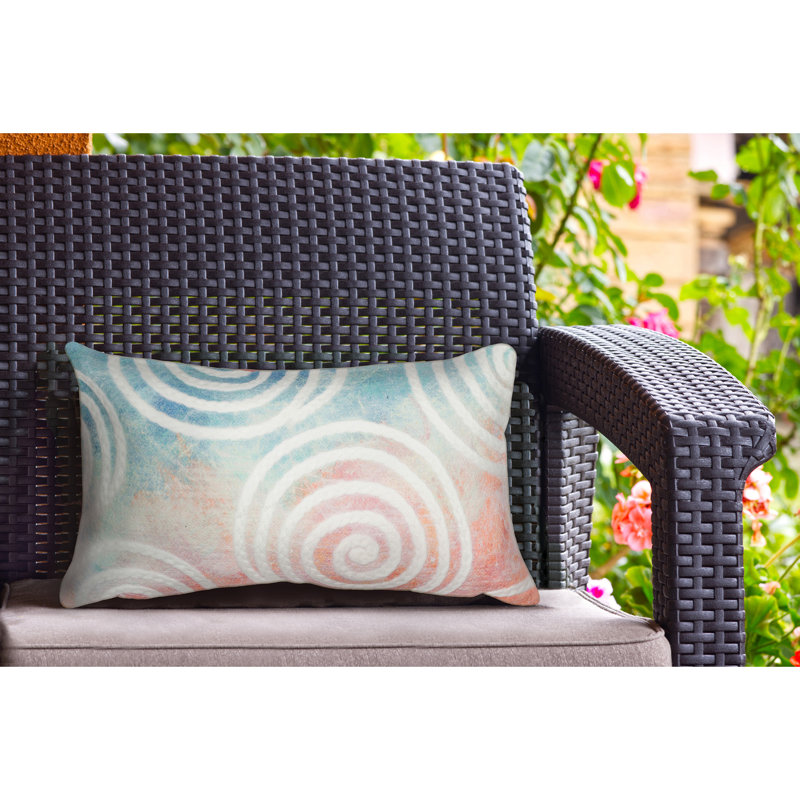 Visions IV Lumbar Rectangular Indoor / Outdoor Pillow, Curl Pastel