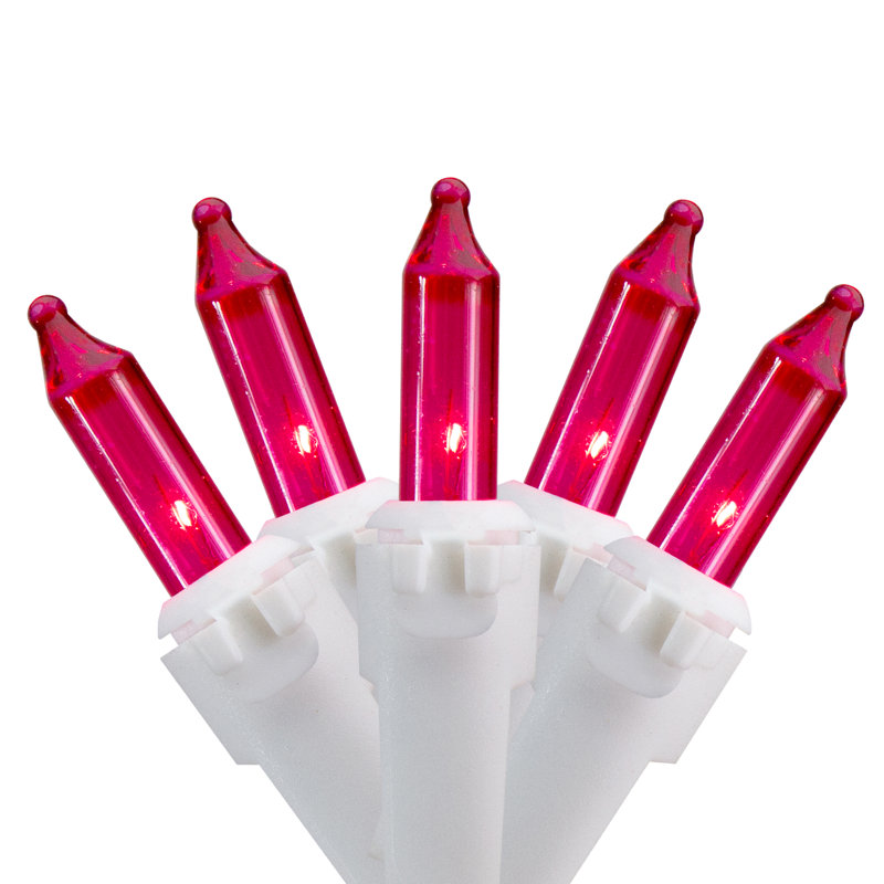 100-Count Mini Christmas Light Set 20.25ft Wire, Pink/White