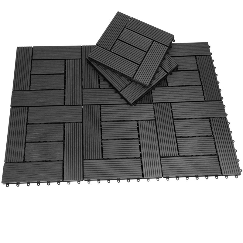 Viv 30cm L x 30cm W Manufactured Wood Interlocking Deck Tile, Anthracite