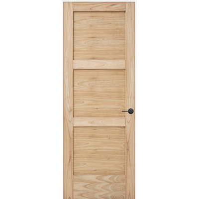 Porte intérieure pré-montée en cèdre blanc noueux à 3 panneaux avec ensemble de poignées et trousse d'installation Evelin