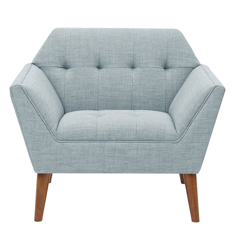 Lounge Chair With High Foam - Blue Upholstery, Button Back Extra Tufting,, Light Blue