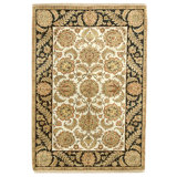 Hand Knotted Wool Area Rug in Grey And Balck