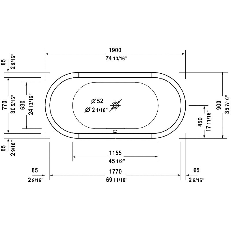 Starck 75" x 35" Freestanding Soaking Bathtub