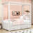 Wood Upholstered Canopy Platform Bed with Twin Trundle and 3 Drawers-1336762831-1336762825