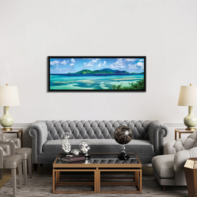 «Îles», reproduction de photo sur toile, H 12 po x l 36 po x P 1,5 po, Toile avec cadre noir