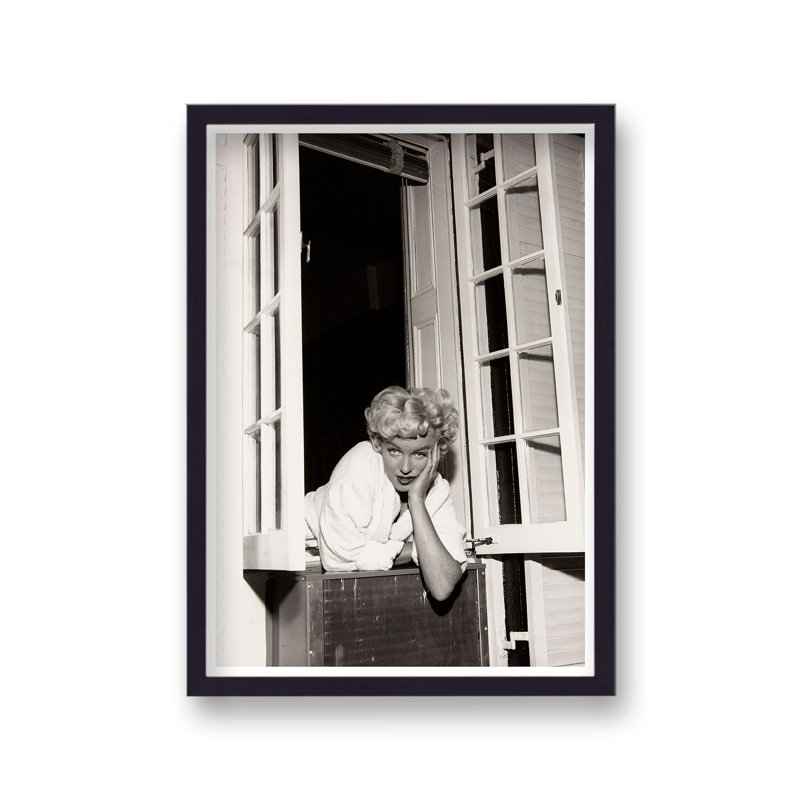 Marilyn Monroe Leaning From Window Hand On Cheek - Single Picture Frame Print