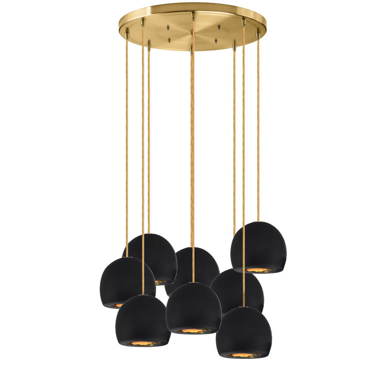 8 - Light Chandelier, 120" H x 24" W x 24" D, Brass, Matte Black/Brass
