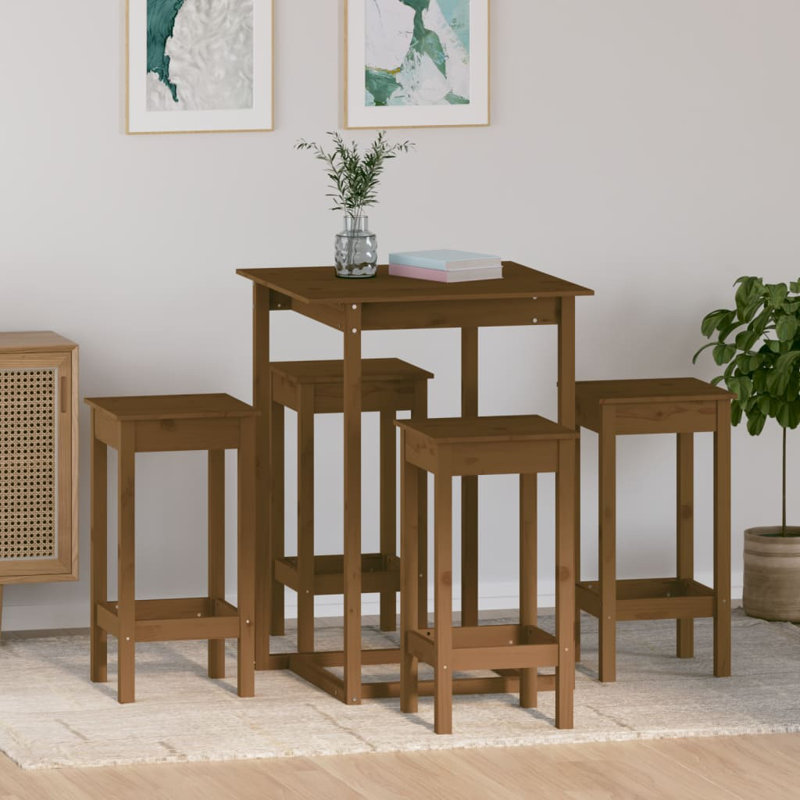 Kush Solid Wood Dining Set, Brown