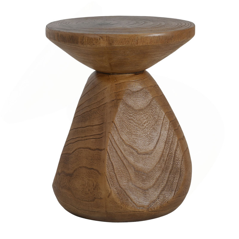 Patti Outdoor Patio MGO Wood Side Table, Wood Grain Finish, Set Of 1