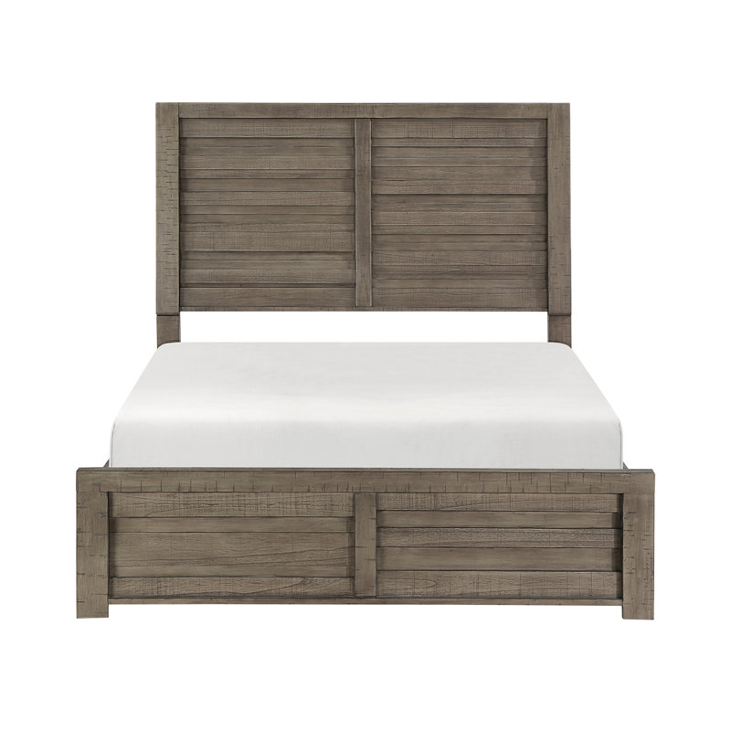 Wood Bed with Rustic Plank Frame, Gray