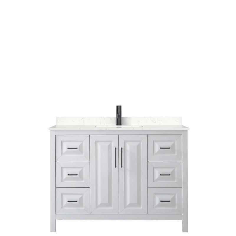 Daria 60" Single Bathroom Vanity Set, White, Matte Black, 48"