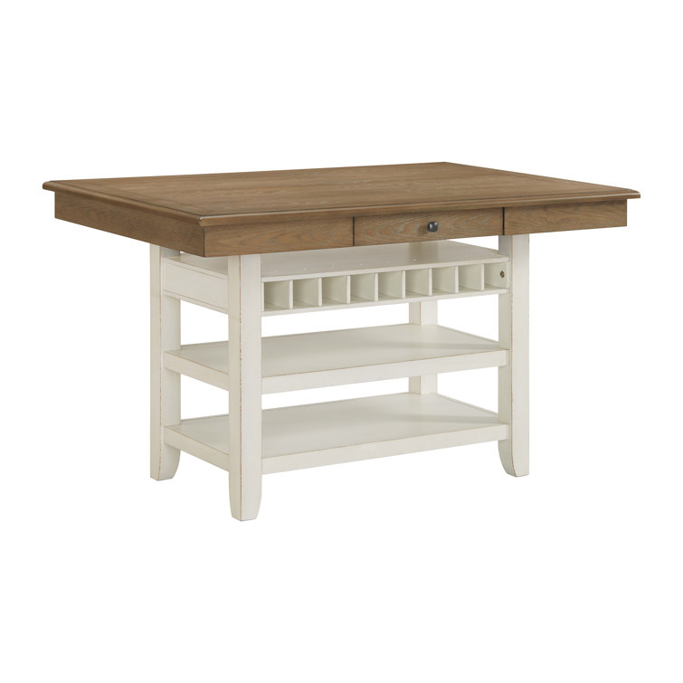 Gracie Oaks Lorayne Rectangular Counter Table in Walnut and Antique White