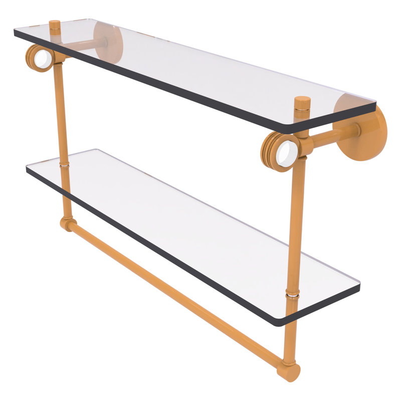 Tablette flottante 2 pièces avec barre à serviettes Clearview, H 12,8 po x l 22 po x P 5,6 po, Jaune doré