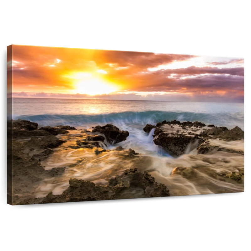 Gillard Beach au coucher du soleil, H 30 po x l 45 po