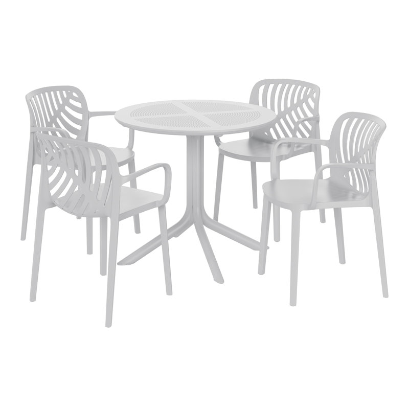 4-Person Outdoor Round Dining Set, Gray