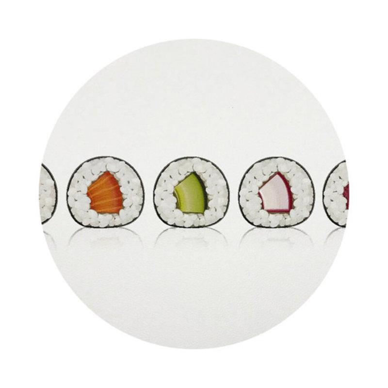 Sushi Roll Vegan Leather Round Coasters