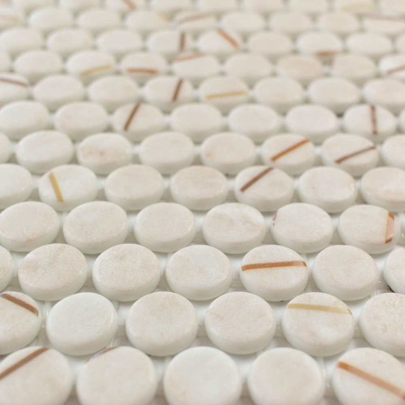 Eterna Penny 12"x12" Recycled Glass Mosaic Wall & Floor Tile, Beige