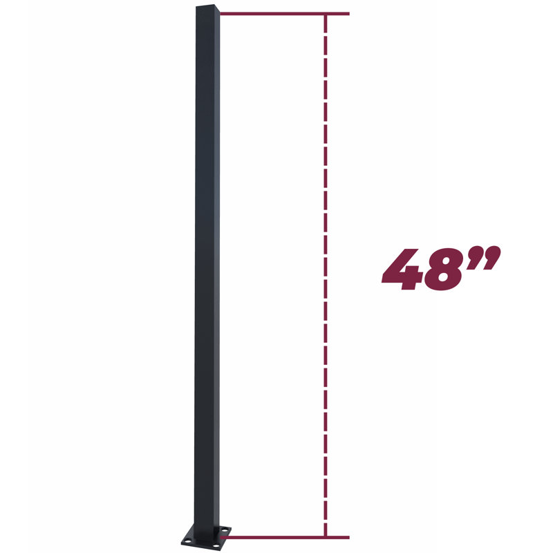 Handrail Post, Wrought Iron Black Metal Railing Post with Bracket for Deck, Balcony & Porch Railing, 4 ft. H x 0.1 ft. W