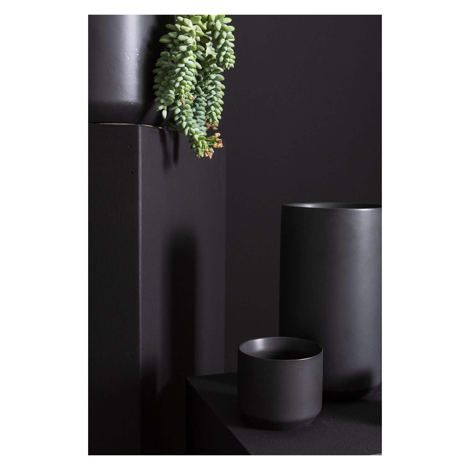 Parsons Handmade Ceramic Pot Planter, Black, 11.75" H x 12" W x 12" D