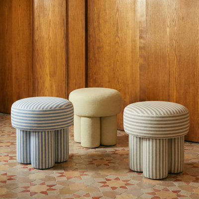 Masha Yellow Homespun Plaid Linen Stool