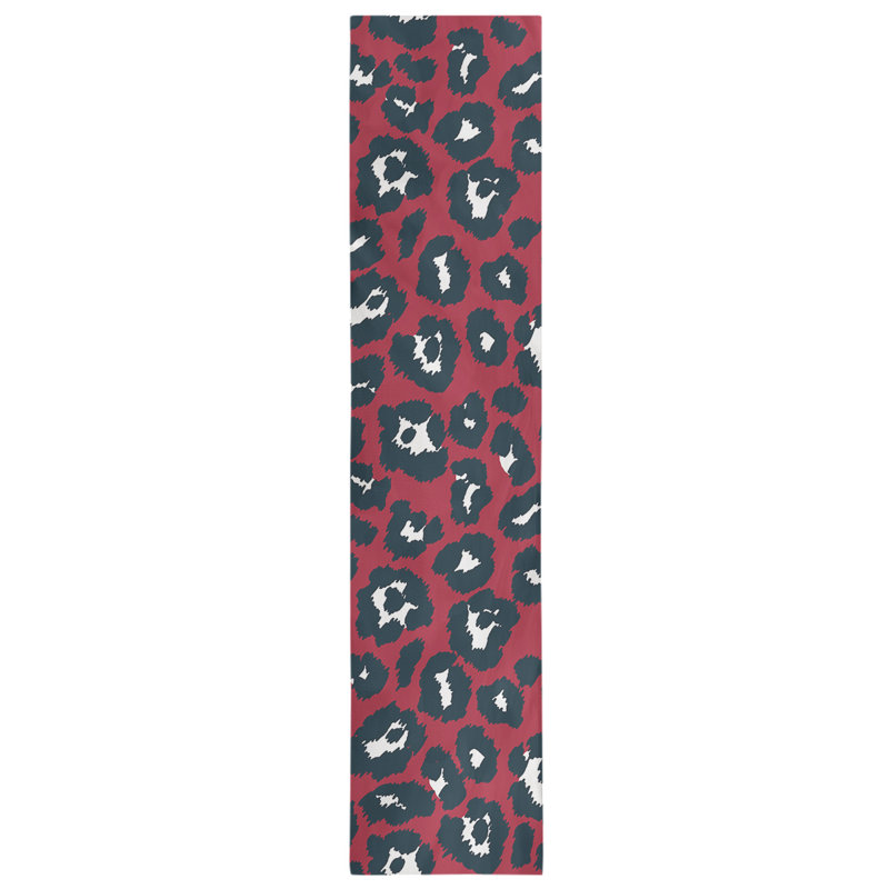 Animal Print Table Runner, 72" x 16", Red/Black/White