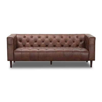  84'' Genuine Leather Chesterfield Sofa