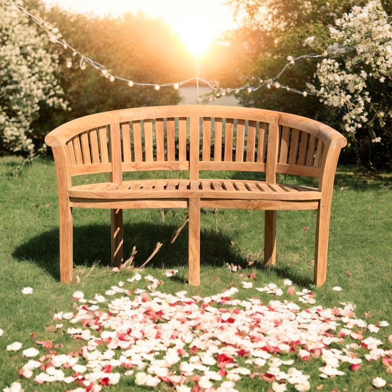 Gorlest Solid Wood Teak Outdoor Bench, H 86 x W 130 x D 53cm