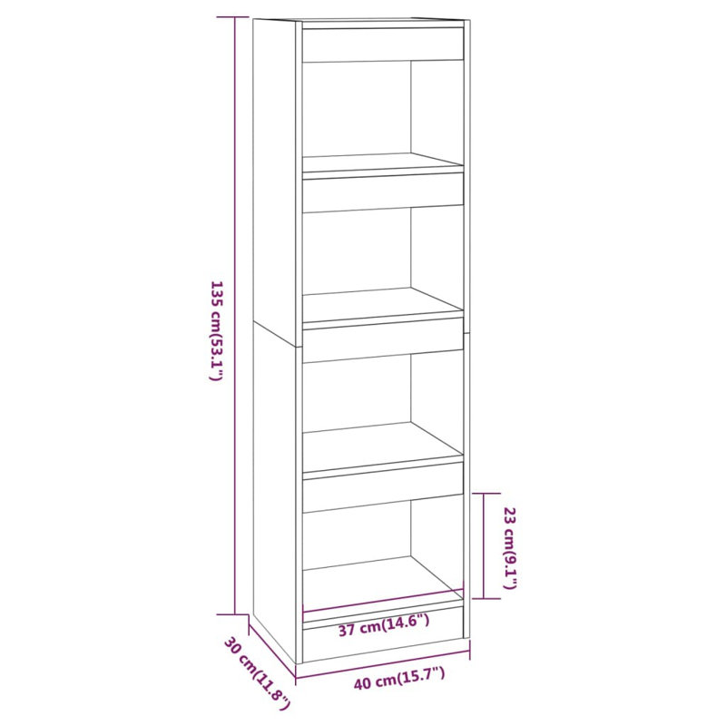Lamariana 135cm H Standard Bookcase, 135cm H x 40cm W x 30cm D, Grey Sonoma