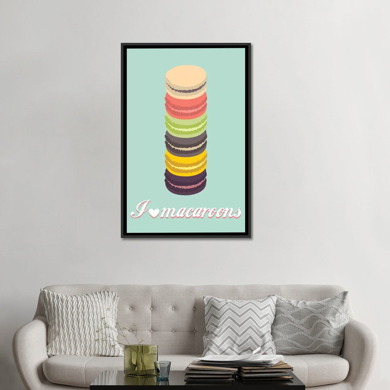 «Macaroons», impression sur toile tendue, H 26 po x l 18 po x P 1,5 po, Toile encadrée noire, Pas de tapis