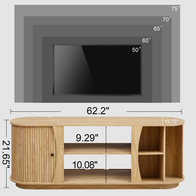 62" TV Stand with Tambour Door, Yellow