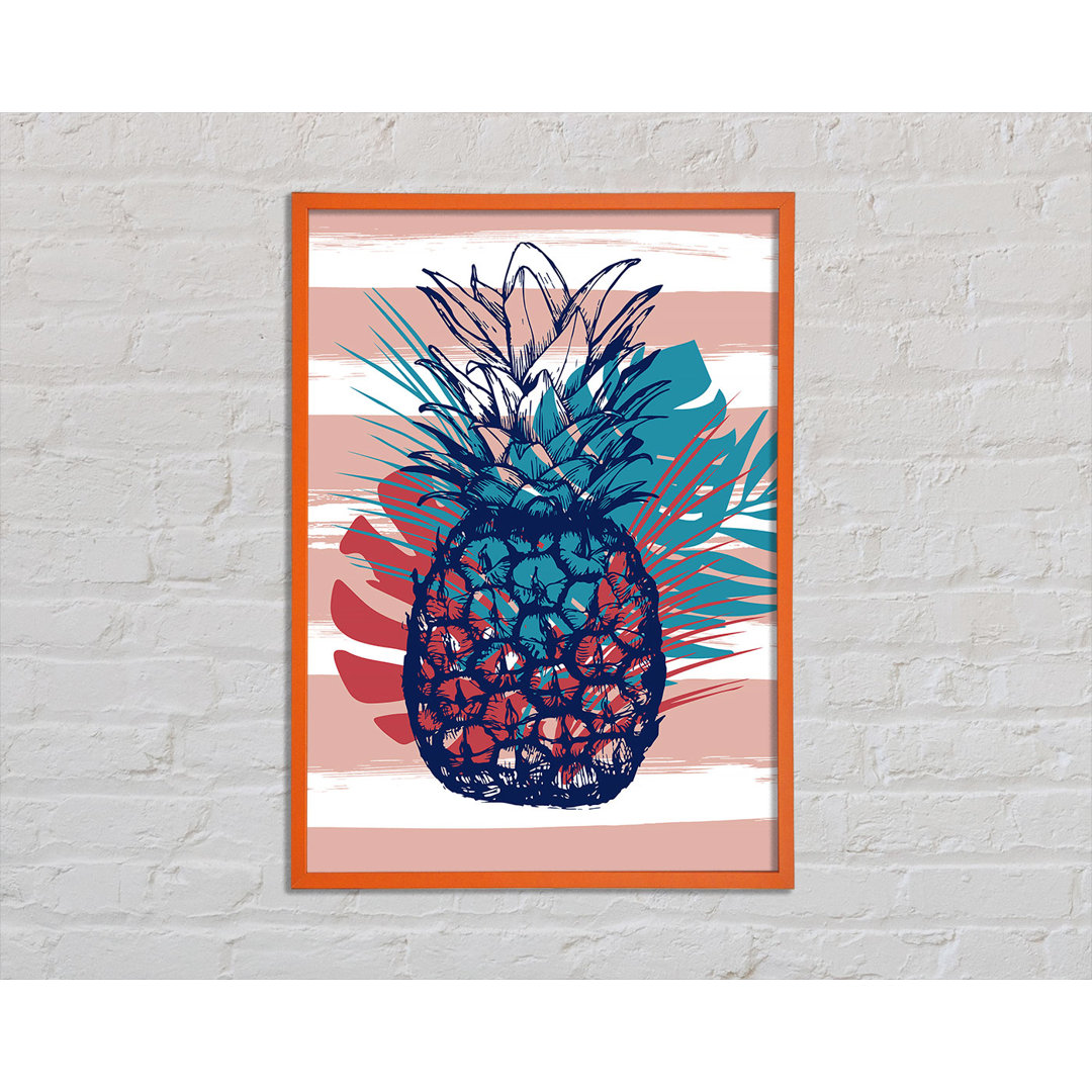 Pop Art Ananas Palmblätter - Einzelner Bilderrahmen Kunstdrucke