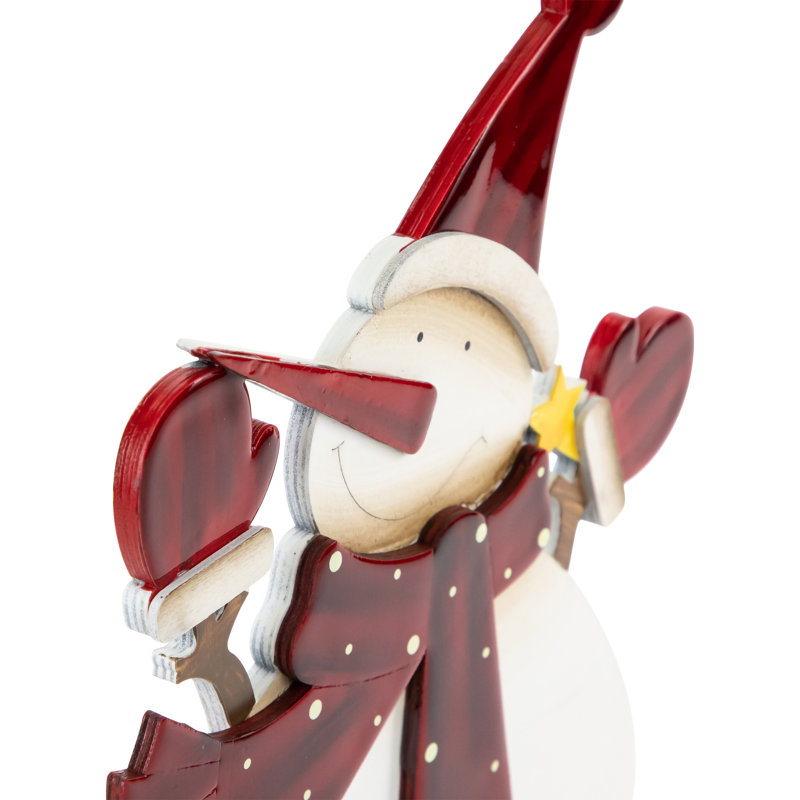 Décoration de Noël 12 "bonhomme de neige lustré avec foulard rouge et mitaines 12"