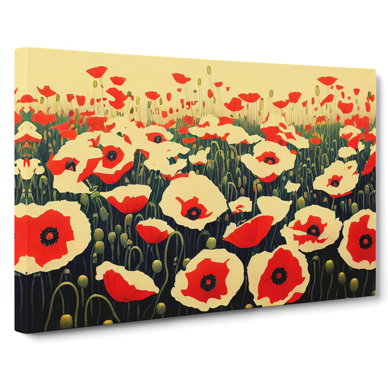 XXX-H1022-WF-3390X Evolving Poppy Flowers - Wrapped Canvas Painting, 40cm H x 60cm W x 3cm D