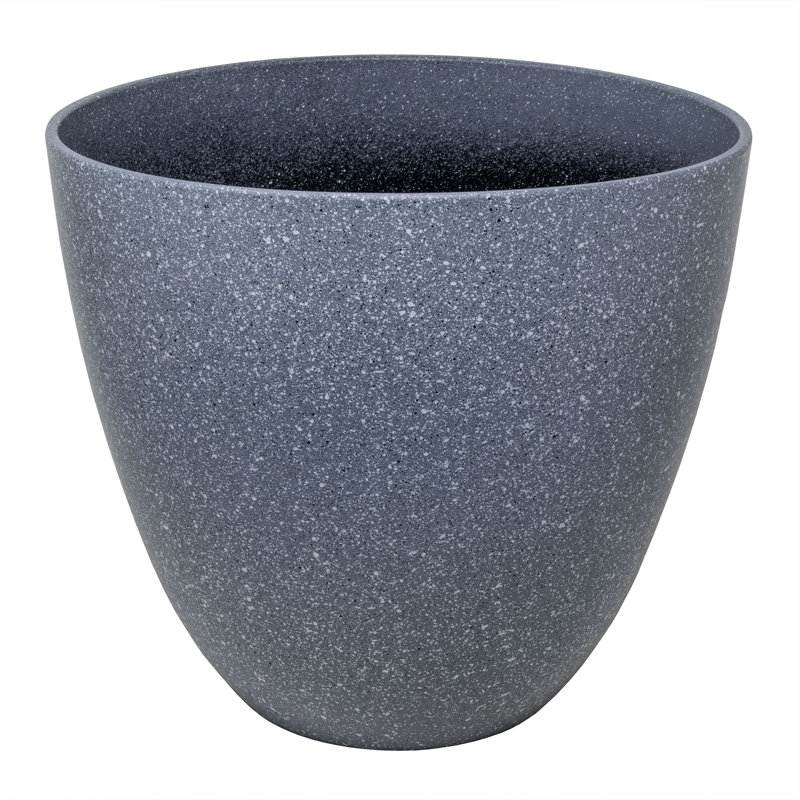  Modern Egg Shaped Resin Planter, Granite Color, 12in