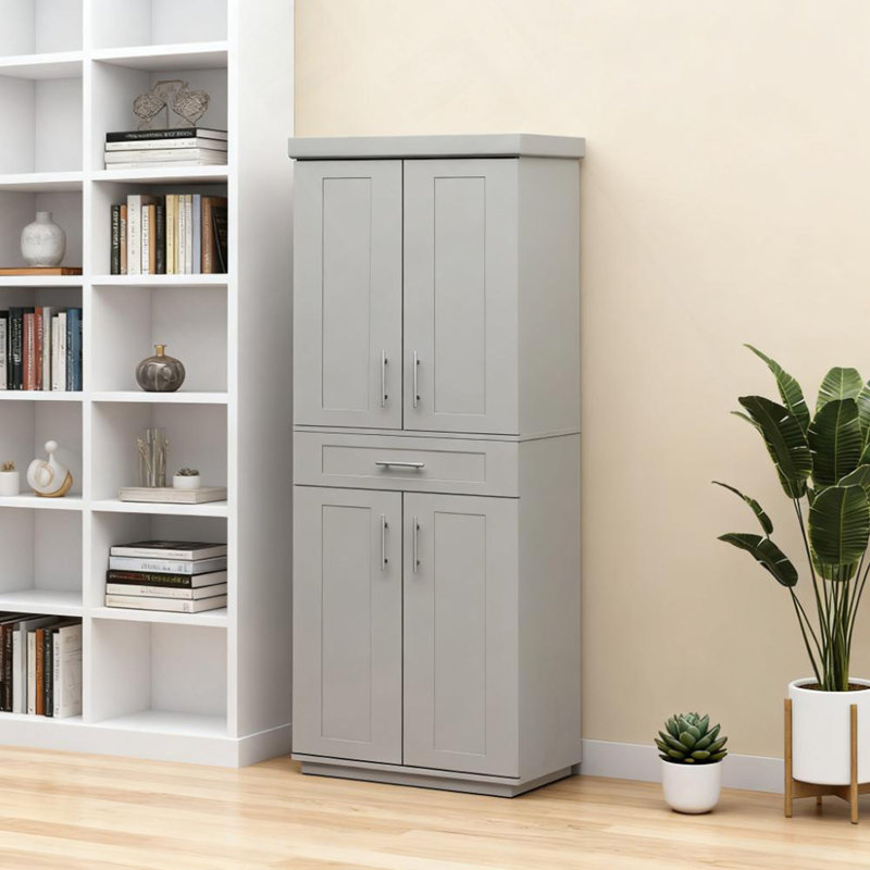 Kitchen Pantry Modern  Freestanding Cabinet Cupboard, Gray