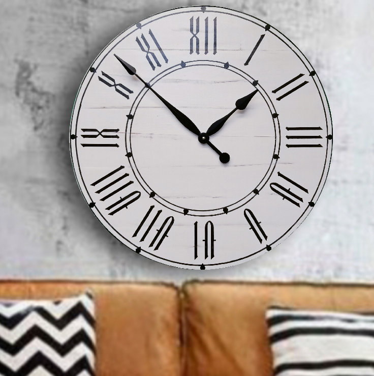 Horloge murale surdimensionnée Rossetti Farmhouse, H 36 po x l 36 po x P 2 po