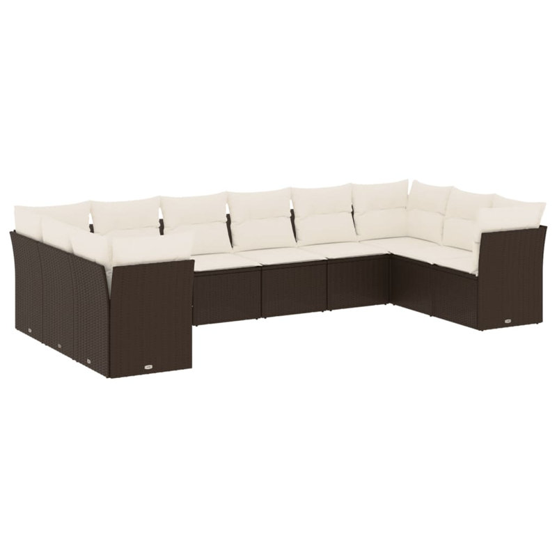  Ensemble de canapé de jardin brun, blanc crème