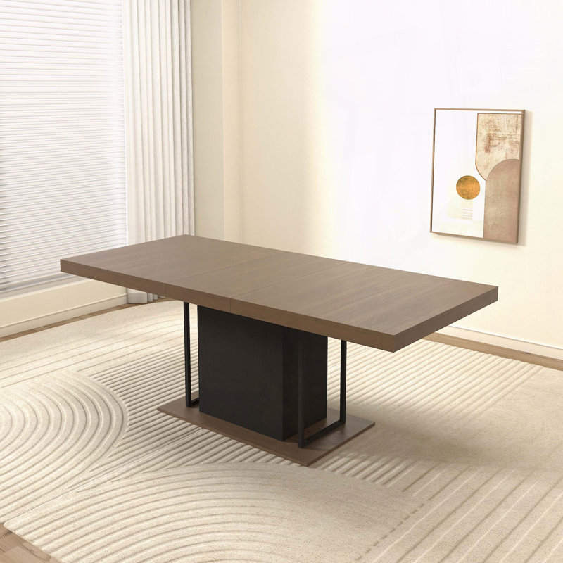 Table de salle à manger rectangulaire extensible pour 6 à 10 personnes - effet bois vieilli et noir (160 à 200 cm)