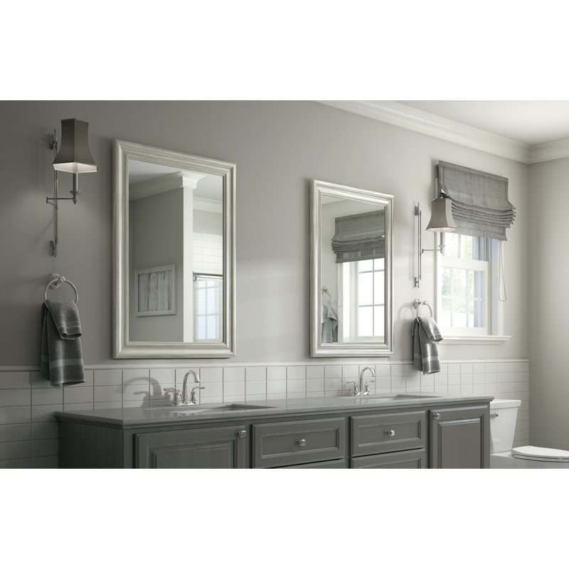 Miroir de salle de bain traditionnel, Gris, H 35,63 po x l 27,76 po x P 1,53 po