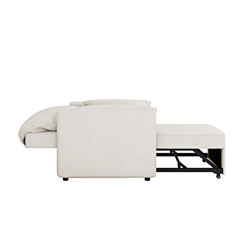 Convertible Pull Out Sofa Bed Sleeper Chair, White