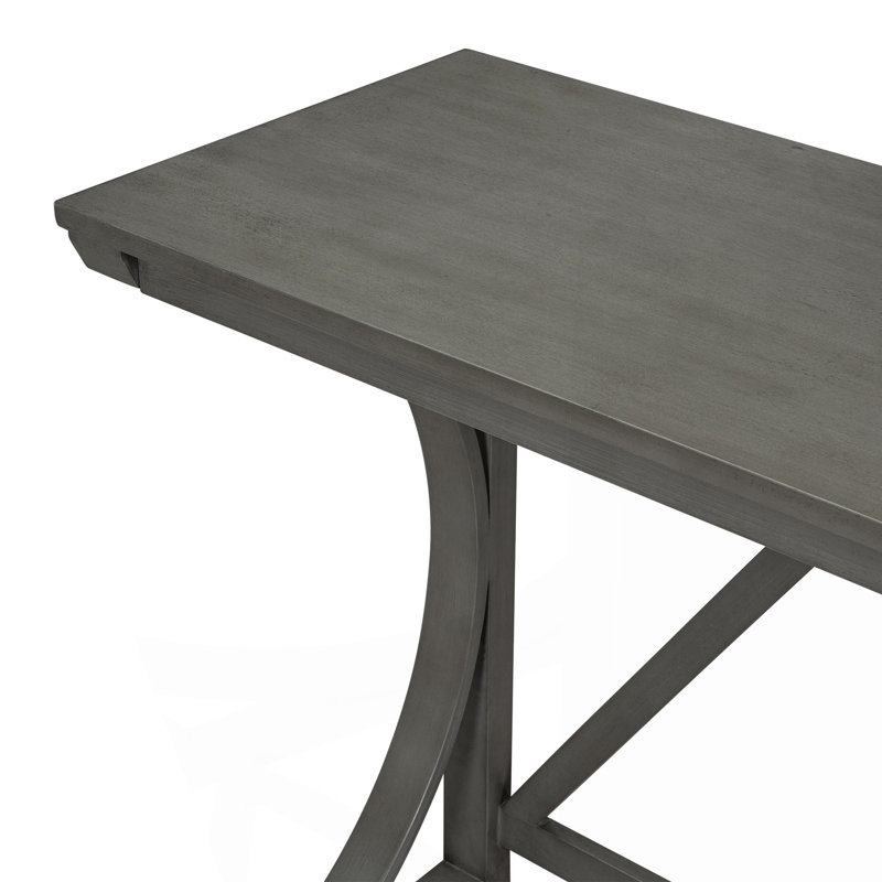 Ensemble de table de salle à manger 3 pièces à hauteur de comptoir avec port USB et tabourets rembourrés, Grey, Grey, Grey